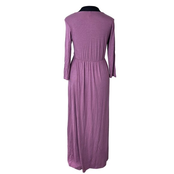 Mother Bee Mauve Maternity Maxi Dress Wrap Style Long Sleeves Size M - Picture 3 of 11